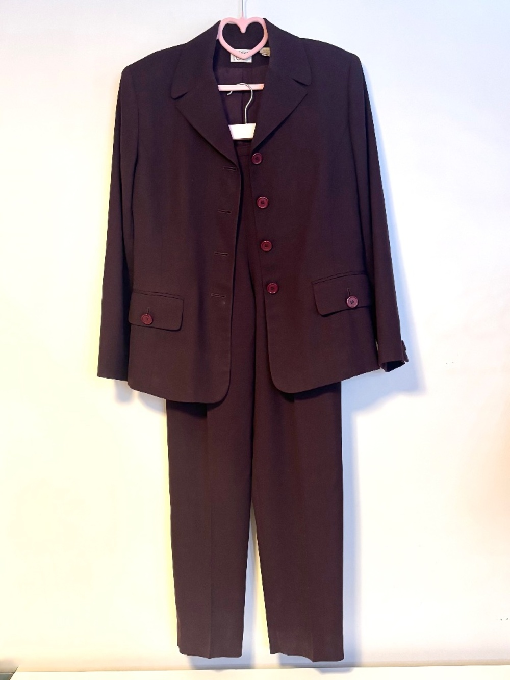 Ann Taylor LOFT Wool Matching Suit Set Blazer Jacket Pants Purple Womens Size 8